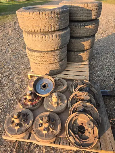 8 used trailer weels 9.50 x 16 with hubs and bearings. Asking $150