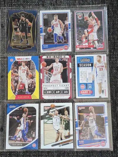 Selling 9 collectible Blake Griffin basketball cards in EXCELLENT condition comes with album sleeve...