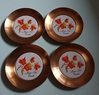 Vinatge Fantasy Copperware  Maple Leaf Canada Coasters