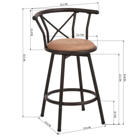 FurnitureR 24" Barstool Set of 2, Swivel Fabric Seat Metal Frame in Chairs & Recliners in Mississauga / Peel Region - Image 2