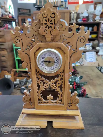Vintage Carved Wooden Clock, View more