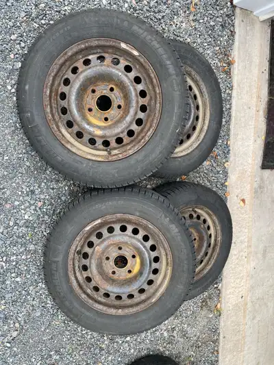 Two sets of Michelin X-Ice 105/65R15 winter tires on steel rims (5x112). These came off two 2015 VW...
