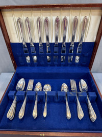 Vintage Silver Plated Flatware set for 8 Rogers Bros. IS With wo