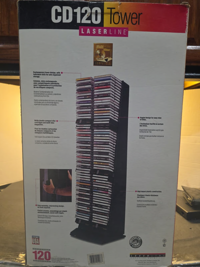 35" tall Holds up to 120 CDs • Contemporary tower design, with individual slots for safe organized s...