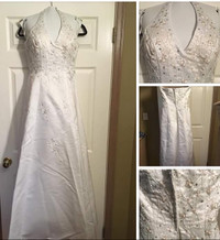 Beautiful Beaded Halter Wedding Dress, like new