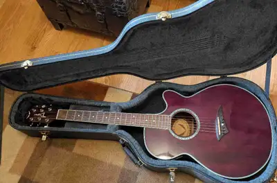 Dean PE TPP Acoustic/Electric Guitar (Purple) with hard case, View more