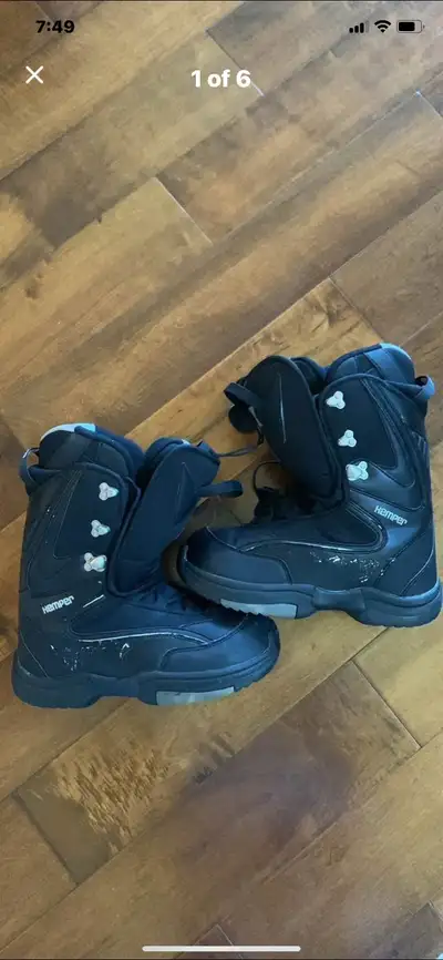 Used Kemper Snowboard Boots - men’s size 8 Easy pull strings to tighten A 26.5 cm (mondo) size is ap...