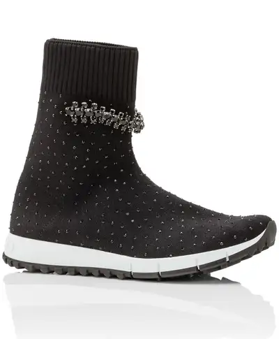 Jimmy Choo black Crystal & Knit Sneakers w/Crystal Strap. Sz 6.5, View more