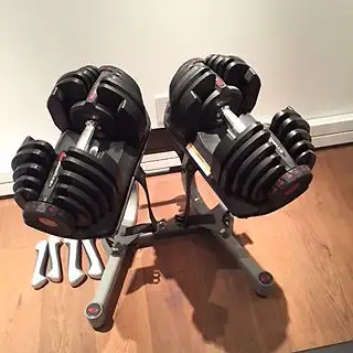 Bowflex Selecttech 1090 Adjustable Dumbbells 90lbs + Stand gym, View more