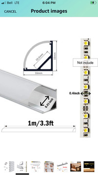 45 deg. LED Aluminum Track with Diffuser 3.3ft or 1 m