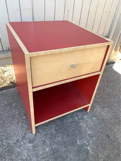 Ikea Modern Red Night Table with Birch Fronts, View more