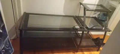 T.V. Stand for sale 3 shevles on both sides glass on top, View more