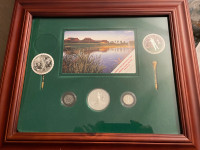 2004 CANADIAN OPEN GOLF $5 (Silver) AND 10-CENT COIN WITH FRAME