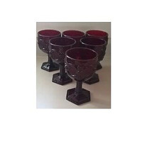 Vintage Large Avon Ruby Red Goblets 1876 Cape Cod Collectible