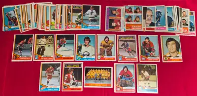87 cards from 1974-75 O-Pee-Chee set, Potvin non-mint rookie, View more