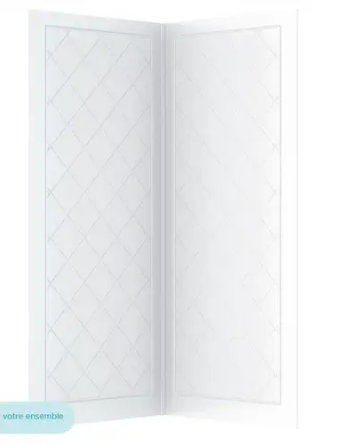 Ensemble de douche carrée 36" x 36" SANS portes, Juste base, murs effet tuile et tablettes de verre....