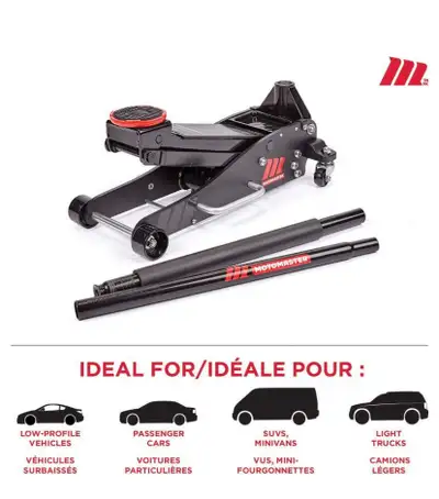 Perform routine auto maintenance tasks safely and securely with the MotoMaster Quick Lift Garage Jac...