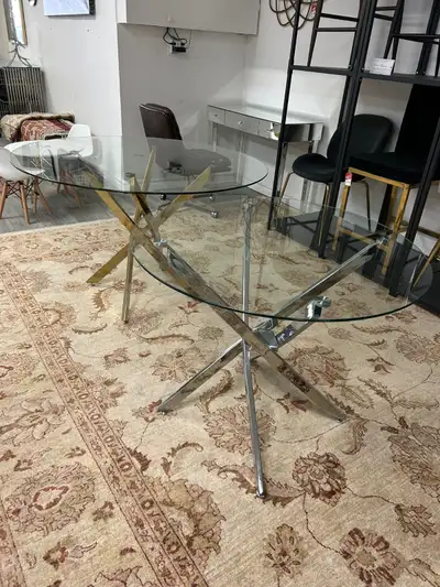 Star Glass Dining Tables | 2 Sizes Available | Gold/Chrome | WAR, View more