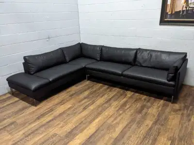 Mint black leather look sectional sofa from Structube I can deliver for FREE