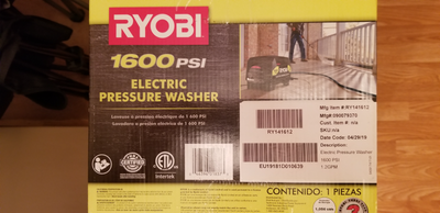 RYOBI 1600 PSI Electric Pressure Washer 1.2 GPM new never used in box.