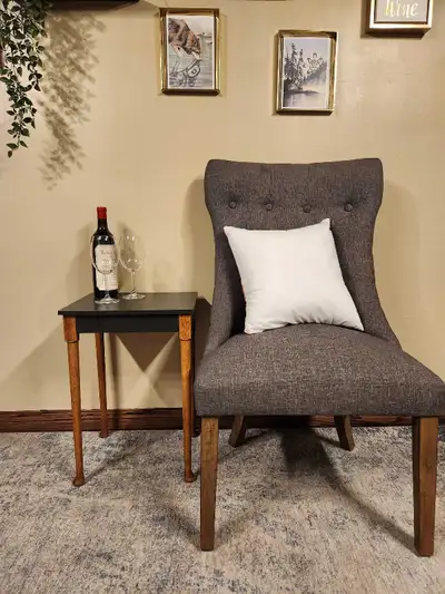 Bombay Co. Walnut and black side table / plant stand, View more