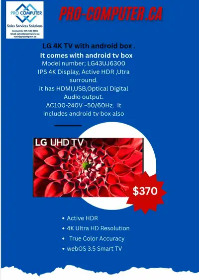 LG 4K TV LG43UJ6300 with android box, View more