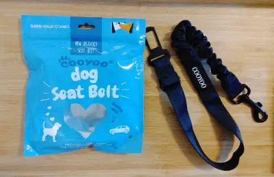 Flexible dog car seatbelt & travel water dish combo (brand new!), View more