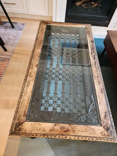 Rustic Wood and Iron Coffee Table, View more