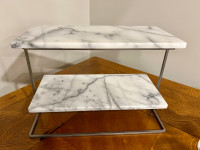 French Kitchen Marble 2-Tier Server w/ 2 extra marble slabs