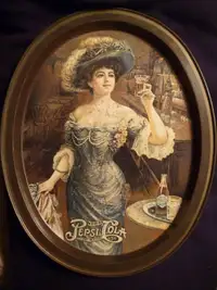 Pepsi Gibson Girl bar tray - 11.5 x 14.5 inches - some rust