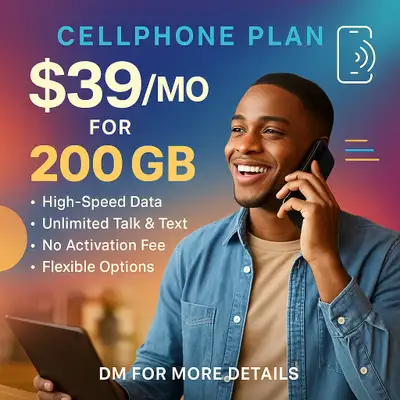 $39 Plan: Get 100GB of data for only $39 per month. Unlimited Calling: Enjoy unlimited talk and text...