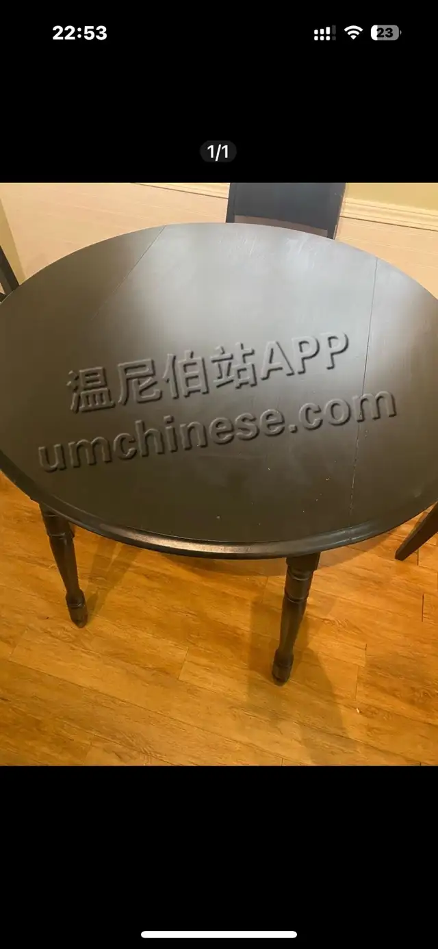 Solid Wood Round Table – 105 cm – Black64840223619331120