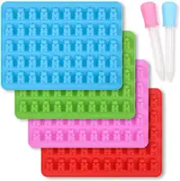 Silicone Gummy Bear Candy Molds, Set of 4 with Droppers