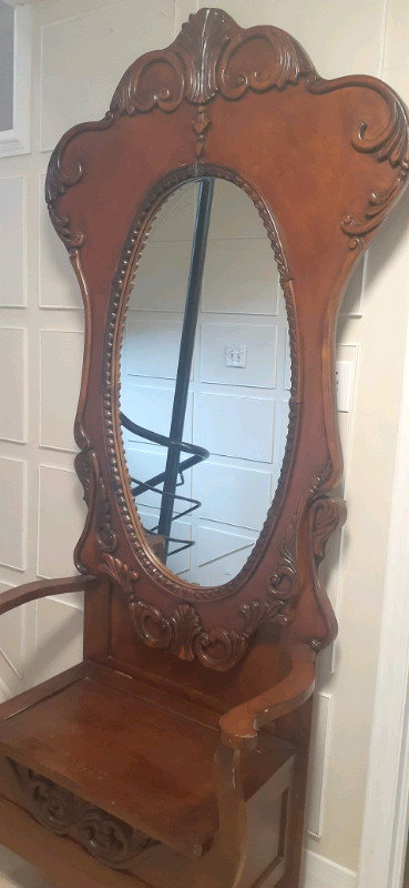 Antique 7ft Mirror hall tree  in Hutches & Display Cabinets in Sudbury - Image 2