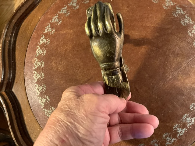 Vintage Signed Brass Hand Door Knocker in Arts & Collectibles in Belleville