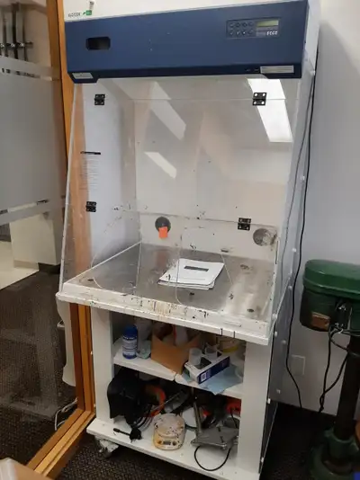 ESCO Fume hood (ventless) and stand with cabinet/storage. Comes with new, unused filter. Model: SPD-...