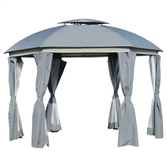  12' x 12' Outdoor Gazebo Canopy, Dome Patio Gazebo Netting Side in Patio & Garden Furniture in Markham / York Region - Image 3