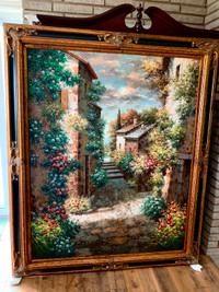 Very large 5’wide x6’high oil painting exquisite frame