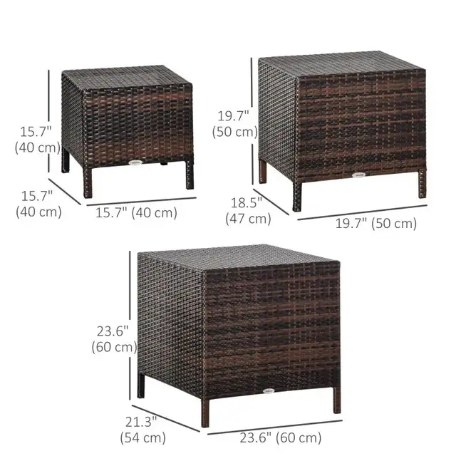 Set of 3 Wicker Nesting Tables Patio Rattan Snack End Side Table in Coffee Tables in Markham / York Region - Image 3