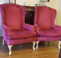 2 Wingback Chairs with Slipcovers - $75 ea