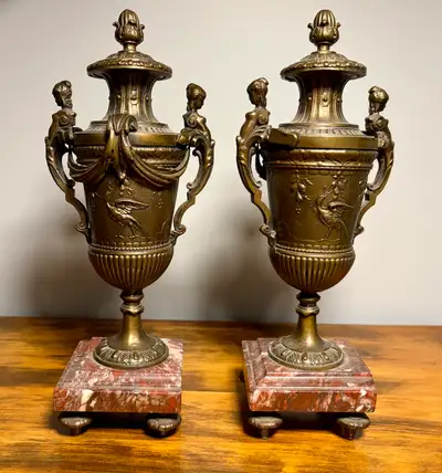 A Pair Of 19th-century French Renaissance Bronze Urns , View more