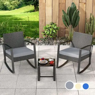 3 Pieces Outdoor Patio Furniture Set Rocking Bistro Set Outdoor, View more