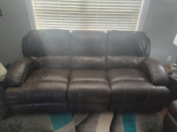 Leather couch with power reclining, very comfy