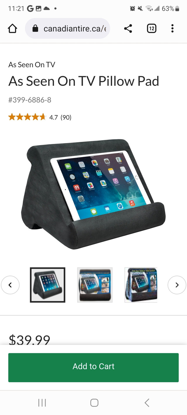 Pillow Pad Tablet Holder in iPad & Tablet Accessories in St. John's