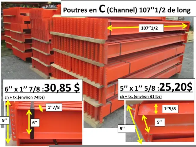 Channel (poutre en C) 5'' x 1'' 5/8 x 96'' et autres in Other in Thetford Mines - Image 4