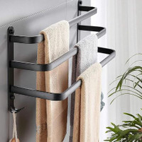 3-Tier Ladder Style Towel Rack Matte Black 24 Inch