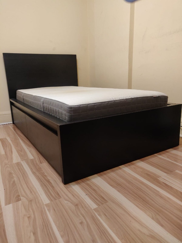 IKEA MALM Twin bed w 2 storage boxes + foam mattress Beds