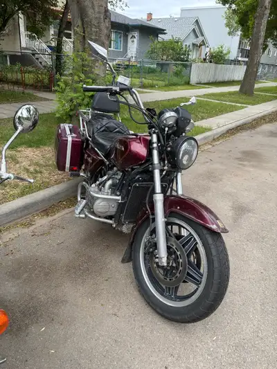 1983 Honda GL1100 with 100K km on it. Front faring has been removed and replaced with an LED headlig...
