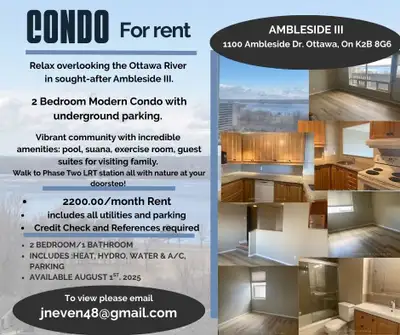 2 Bedroom Modern Condo with underground parking.