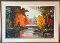 Oil painting by Geza Gordon Marich Large Autumn Landscape